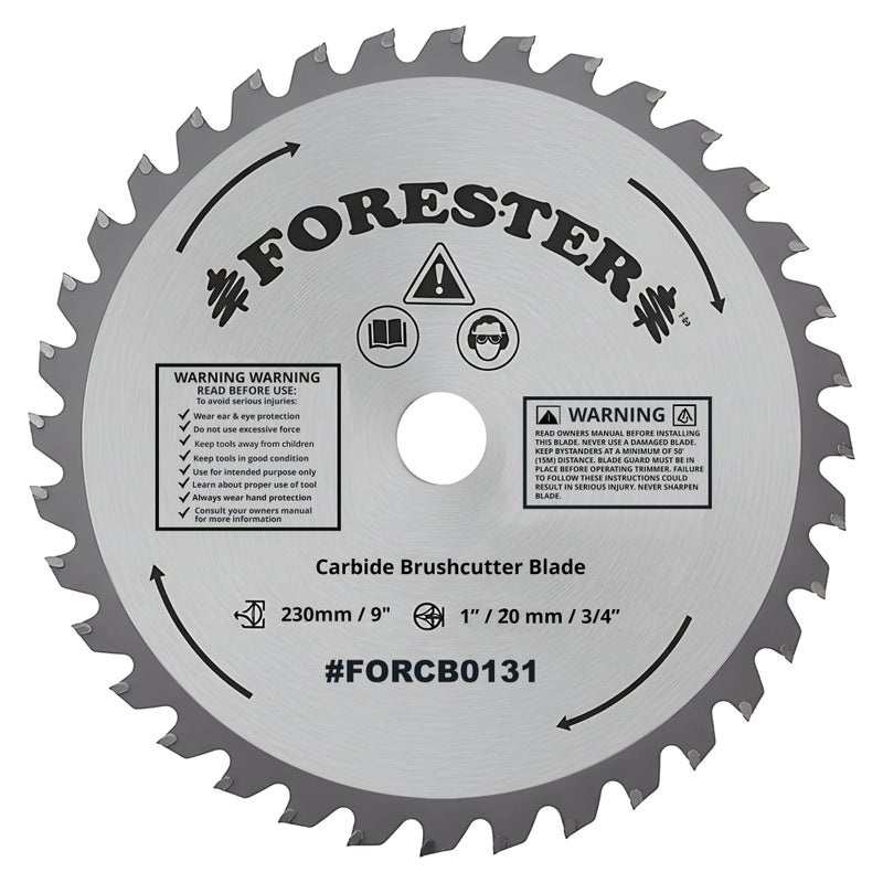 Forester Carbide Tip Brush Cutter Blade - 9in x 36 Teeth | Fits Most Straight Shaft Trimmers | Conversion Kit Sold Separately - Image 1